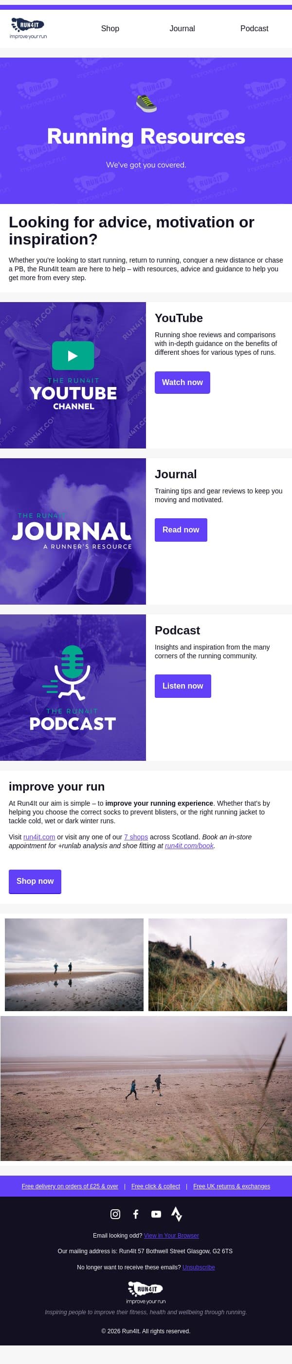 Go to resources for runners! 🏃 email from Run4It screenshot