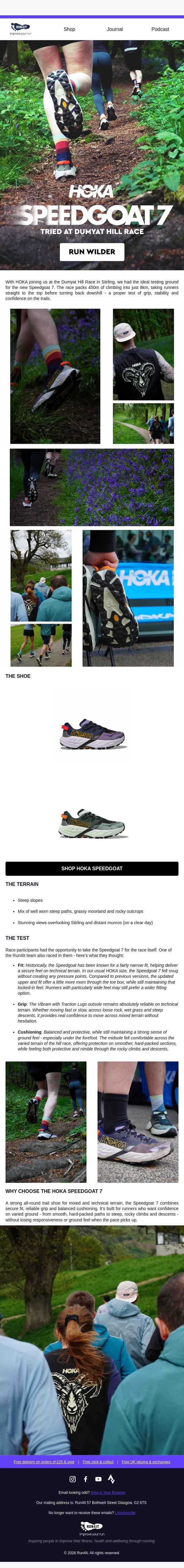 HOKA Speedgoat 7 | The Scottish Hills Test 🌄 email from Run4It screenshot