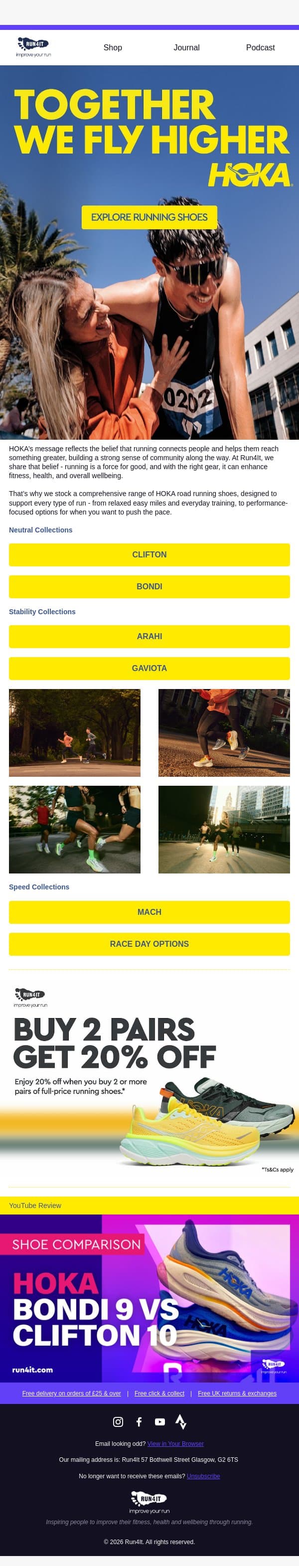 Find your perfect HOKA road running shoes 🏃‍♀️👟 email from Run4It screenshot