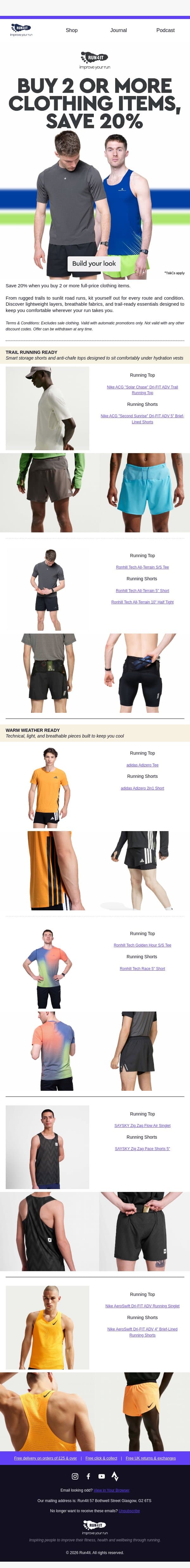 Trail ready. Heat ready. 20% off when you buy 2 or more email from Run4It screenshot
