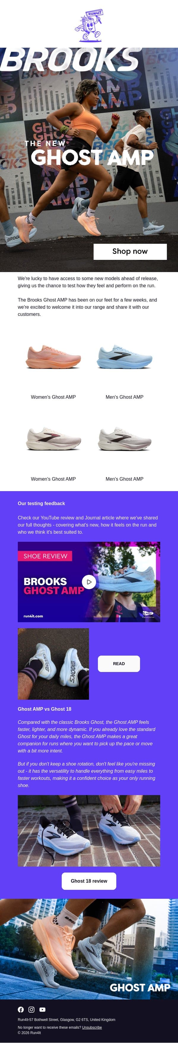 Meet the new Brooks Ghost AMP | Run4It Newsletter email from Run4It screenshot