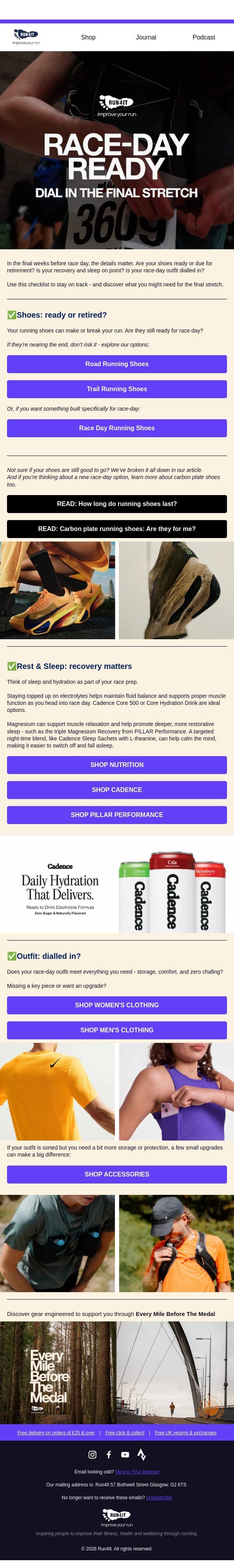 Ready for race day? 🏁🏃‍♂️ email from Run4It screenshot