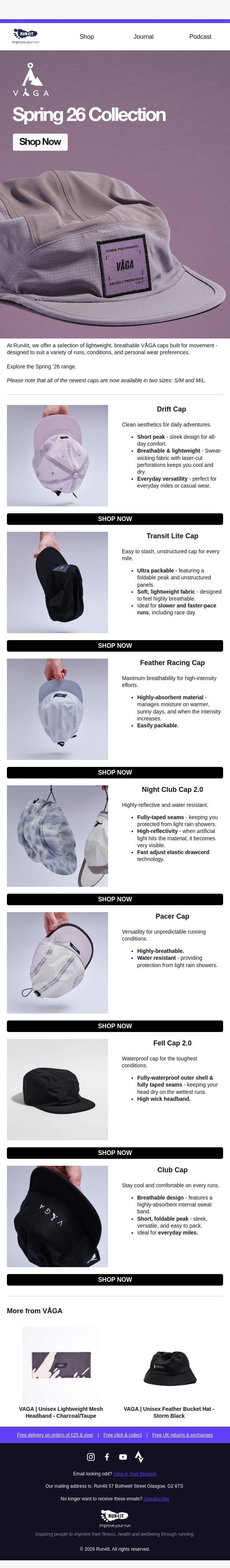 VÅGA | Spring 26 collection email from Run4It screenshot