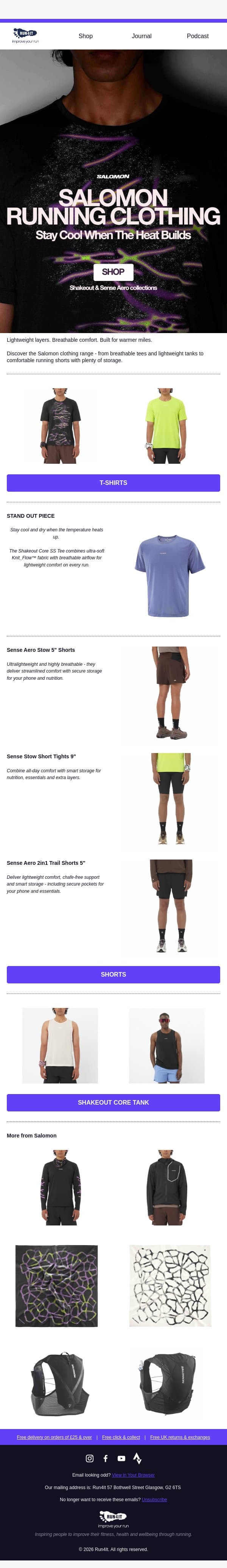 Salomon Clothing for Warmer Miles 🏃‍♂️☀️ email from Run4It screenshot