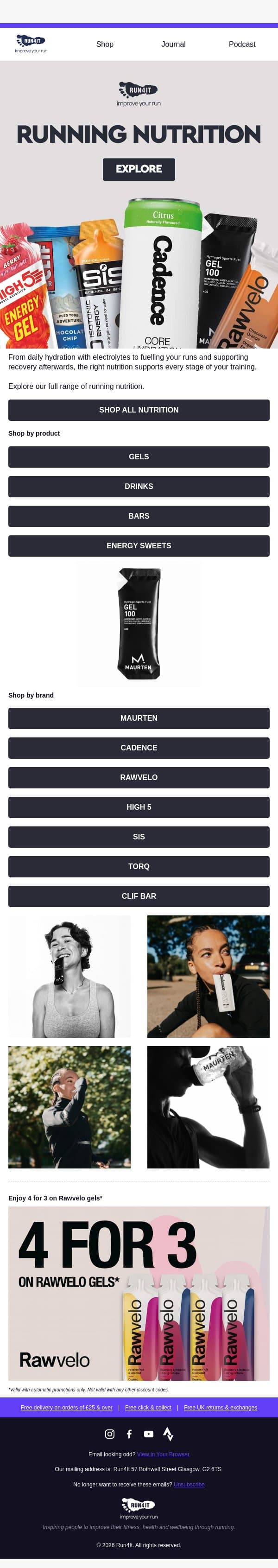Running Nutrition | Gels, Drinks, Bars & Sweets email from Run4It screenshot