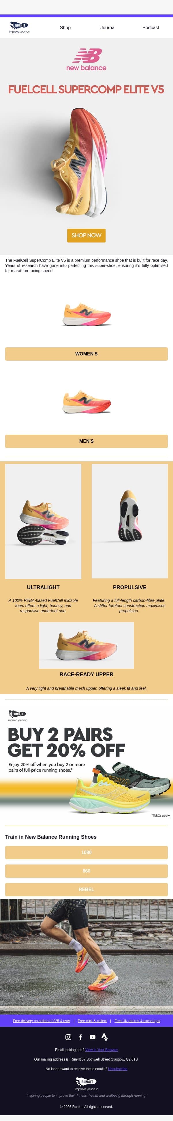 New Balance FuelCell SC Elite V5 🚀 email from Run4It screenshot