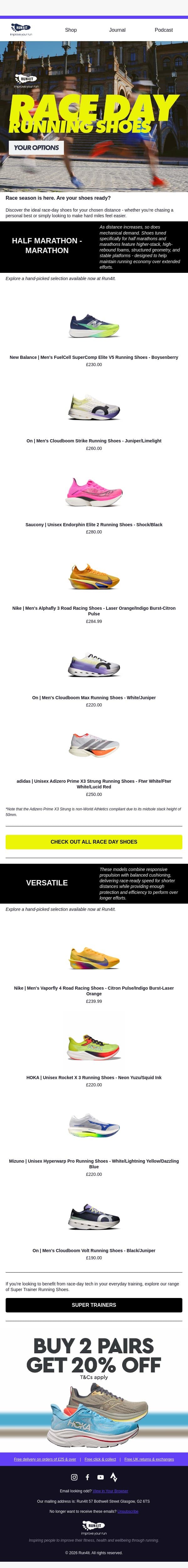 Race Day Running Shoes 👟⚡ email from Run4It screenshot