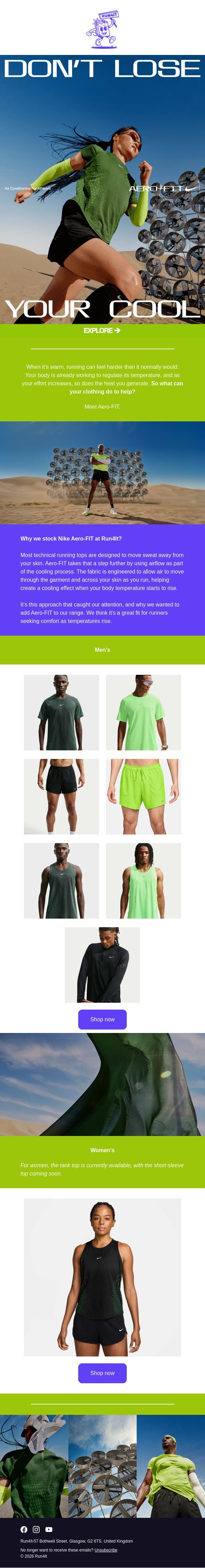 Beat the Heat with Nike Aero-FIT | Run4It Newsletter email from Run4It screenshot