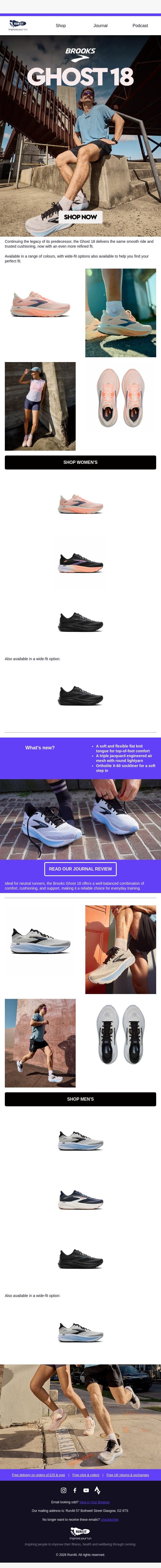 Introducing the new Brooks Ghost 18 👟 email from Run4It screenshot