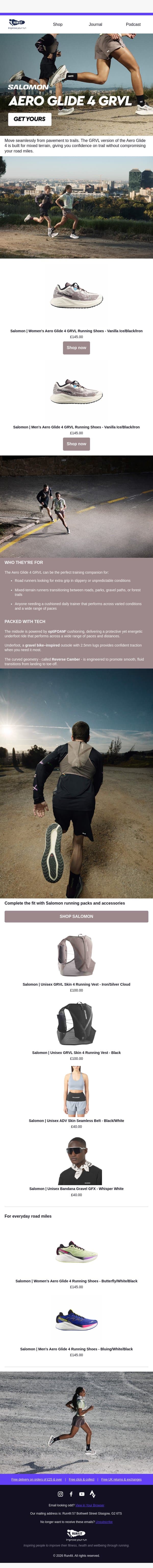 Salomon Aero Glide GRVL 🛣️🌲 email from Run4It screenshot