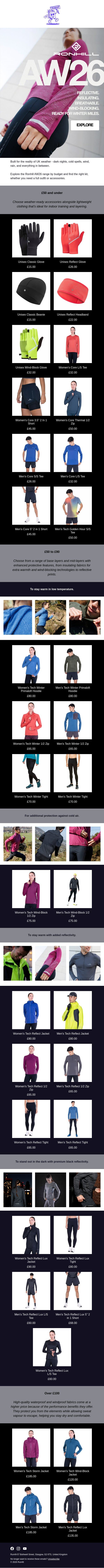Cold, Wind, Rain? Meet the Ronhill AW26 Range | Run4It Newsletter email from Run4It screenshot