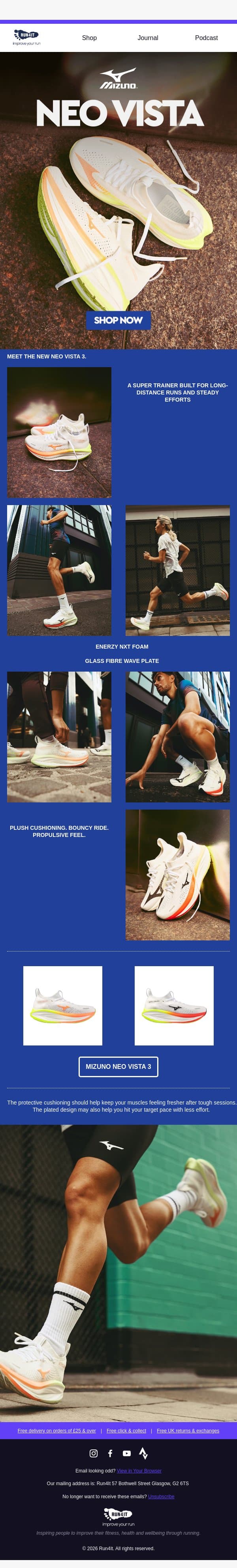 New in | Mizuno Neo Vista 3 ☁️⚡ email from Run4It screenshot