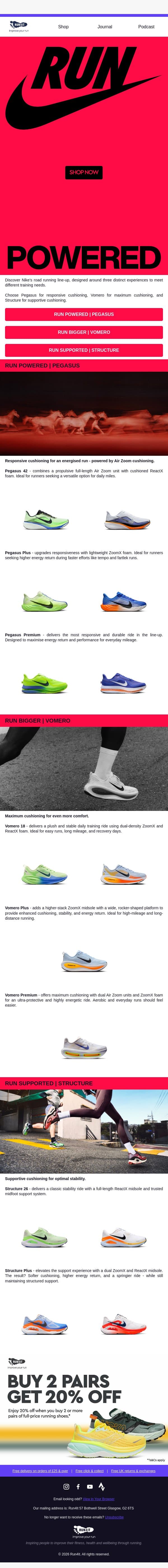 Nike | Choose your training options email from Run4It screenshot
