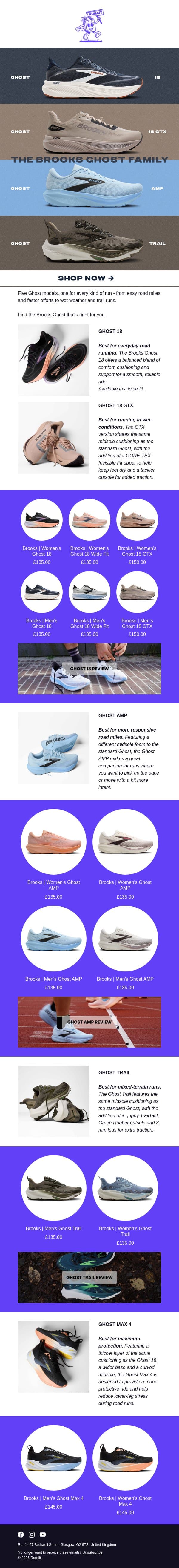 Five Brooks Ghost. One For Every Run | Run4It Newsletter email from Run4It screenshot