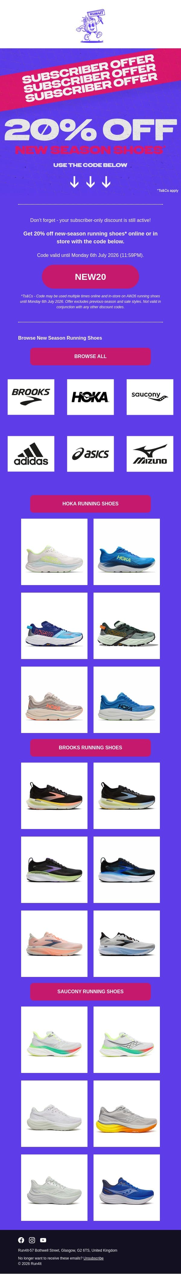 Still live: 20% Off New Running Shoes | Run4It Newsletter email from Run4It screenshot