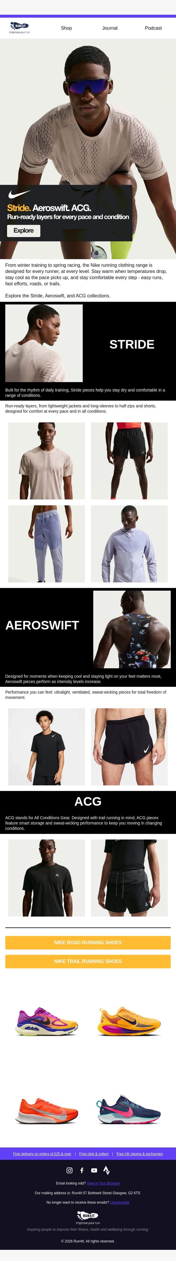 Nike Running Clothing email from Run4It screenshot