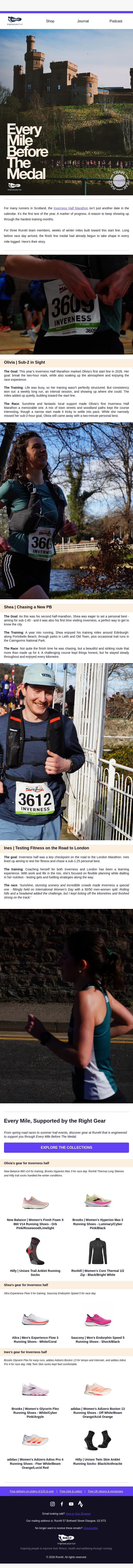 Every Mile Before the Medal | Inverness Half Marathon email from Run4It screenshot