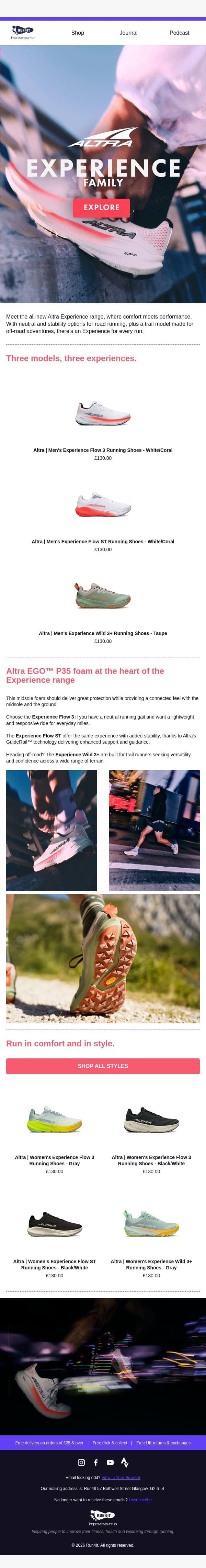 Altra Experience Family 👟 email from Run4It screenshot