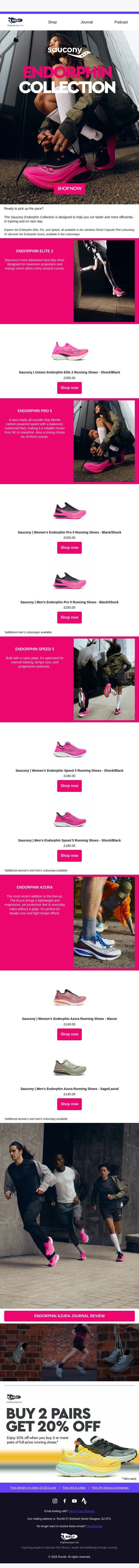 Saucony Endorphin Collection ⚡ email from Run4It screenshot