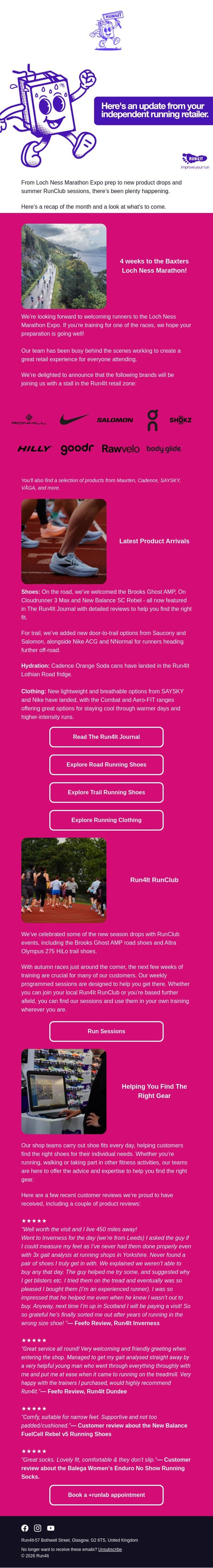 August Update From Your Independent Running Retailer | Run4It Newsletter email from Run4It screenshot