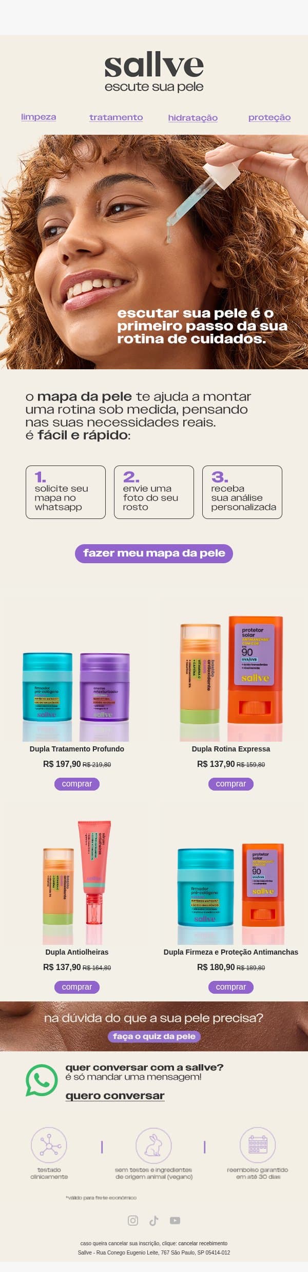 Vem entender sua pele (e como cuidar dela) 📝 email from Sallve screenshot