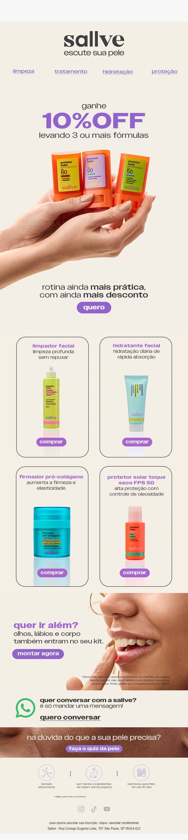 10% OFF para começar HOJE 🛍️ email from Sallve screenshot