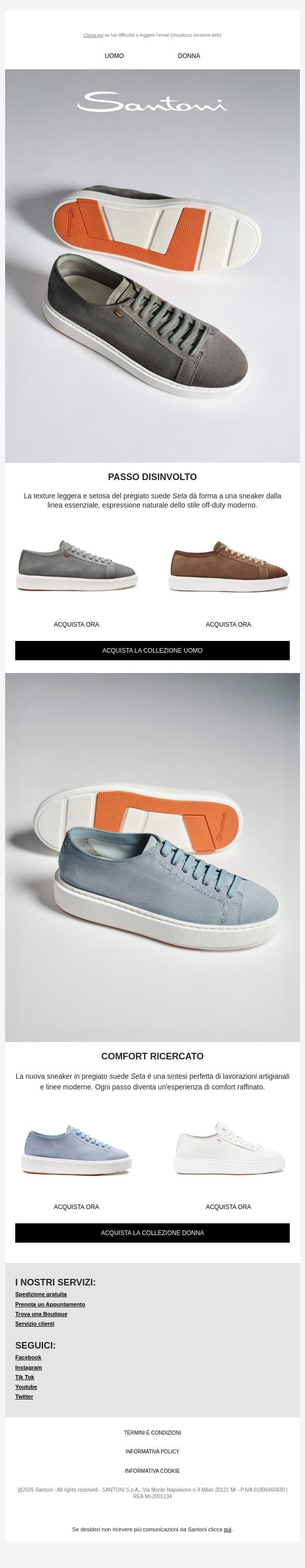 Passo disinvolto email from Santoni screenshot