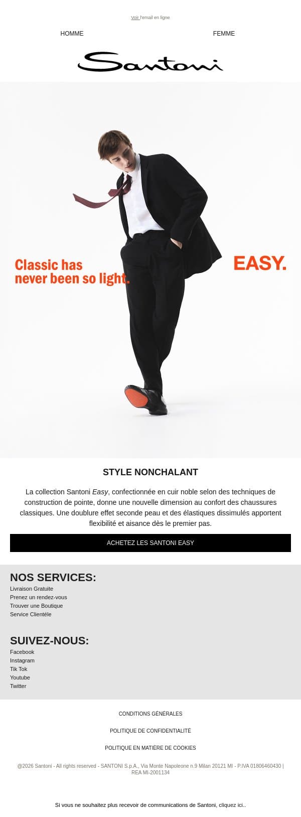 Découvrez les Santoni Easy email from Santoni screenshot