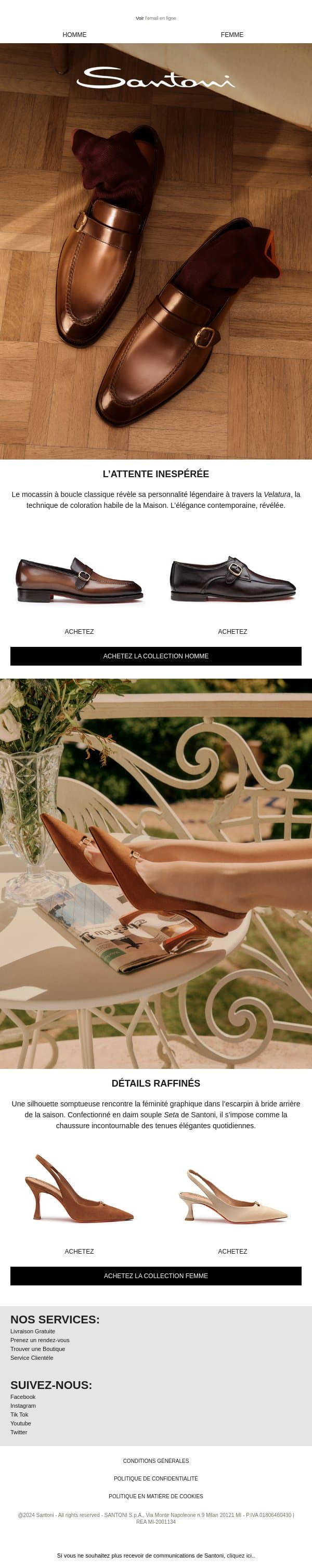 Classiques contemporains email from Santoni screenshot
