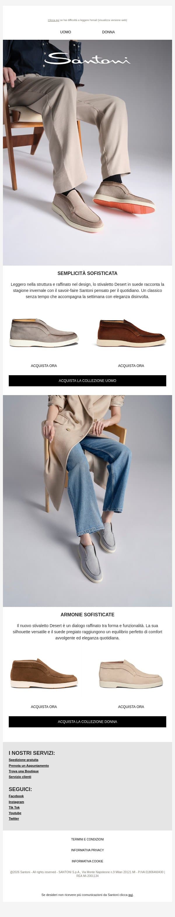 Lo stivaletto Desert email from Santoni screenshot