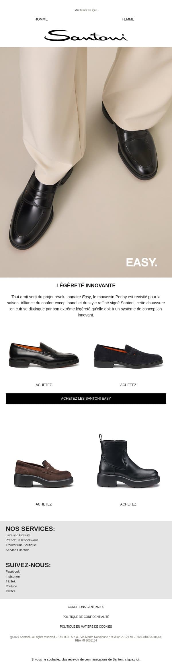 Le mocassin Penny Easy email from Santoni screenshot