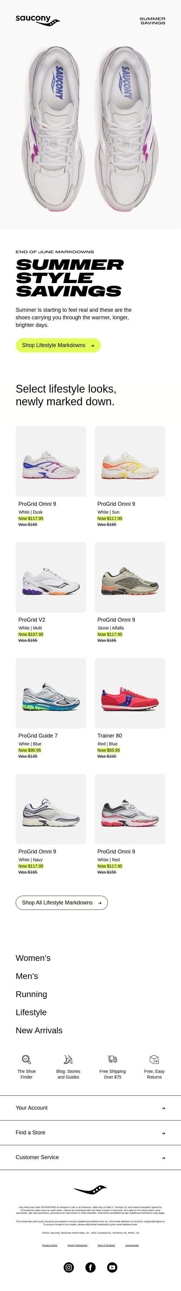 Summer Looks Better Like This email from Saucony screenshot