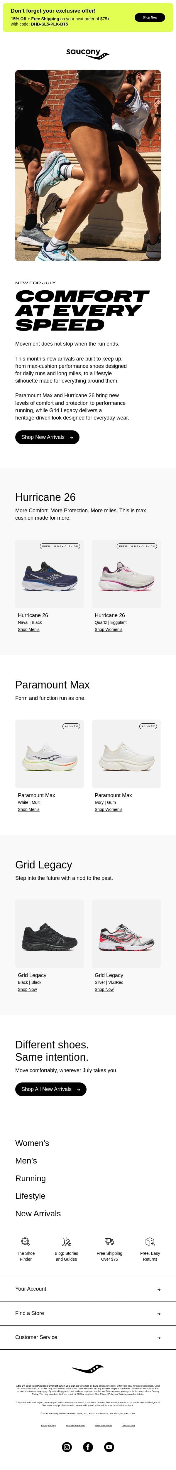 New Shoes, New Energy email from Saucony screenshot