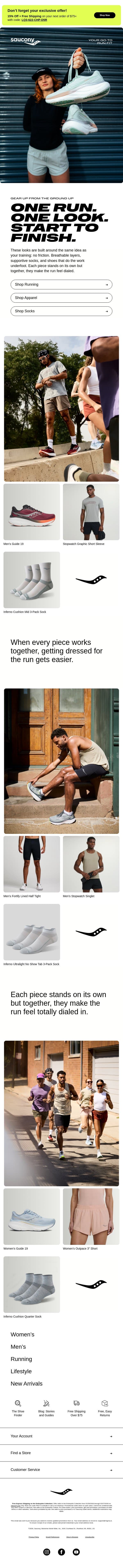 Your Go-To Run Fit email from Saucony screenshot