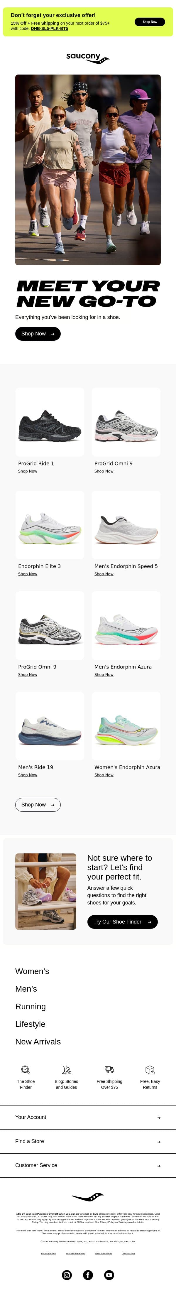 We Picked These Out for You email from Saucony screenshot