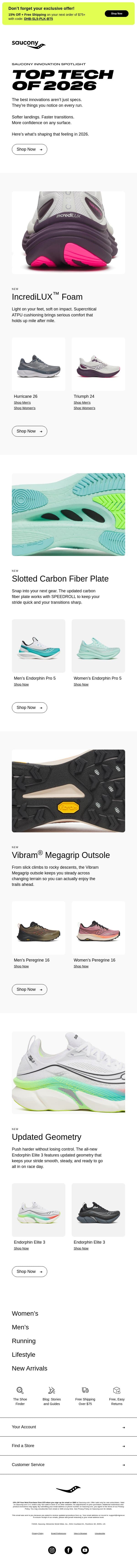 The Top Tech of the Year...So Far email from Saucony screenshot
