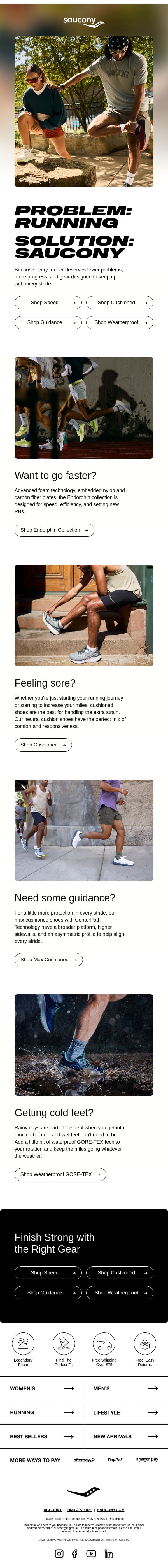 Running problem? We've got a shoe for that. email from Saucony screenshot