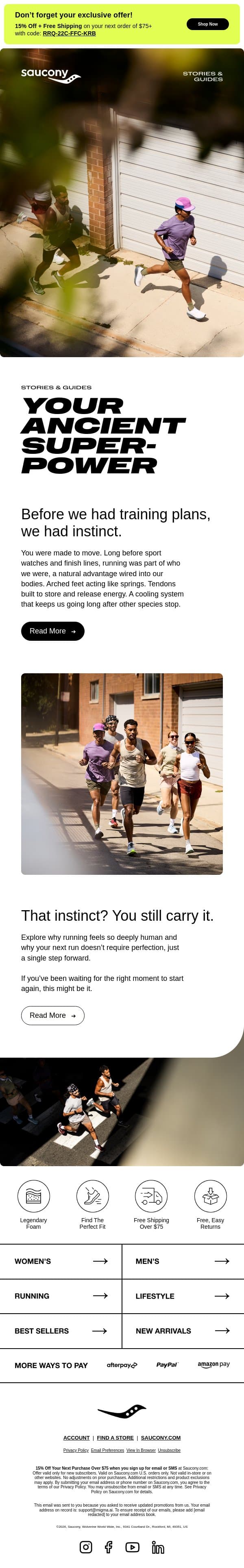 The superpower you didn't know you had email from Saucony screenshot