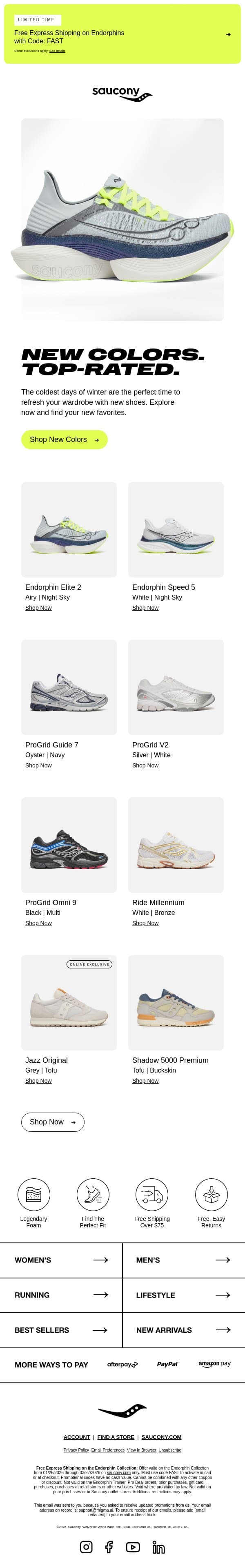 Waiting for a sign to get new shoes? email from Saucony screenshot