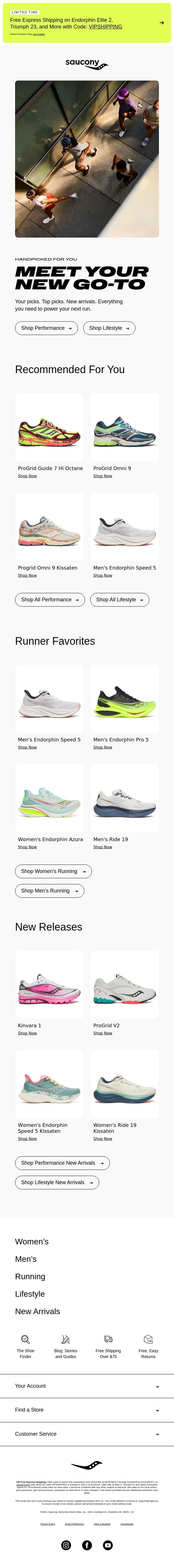Your Picks ✅ Top Favorites ✅ Fresh Drops ✅ email from Saucony screenshot