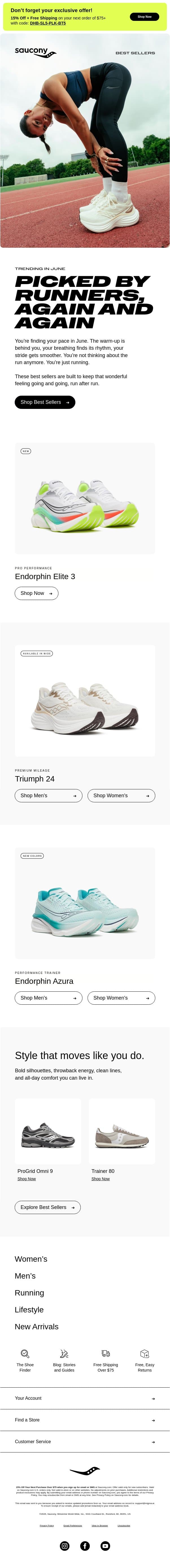 June’s Front‑Runners email from Saucony screenshot