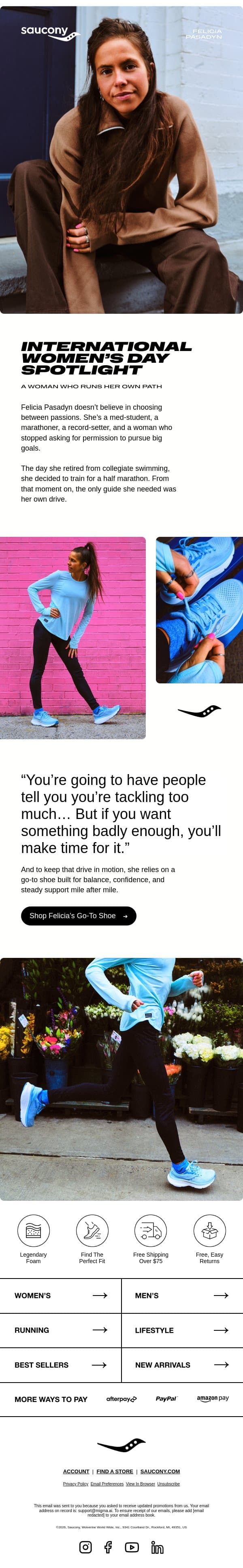 “If you want something badly enough, you’ll make time for it.” email from Saucony screenshot
