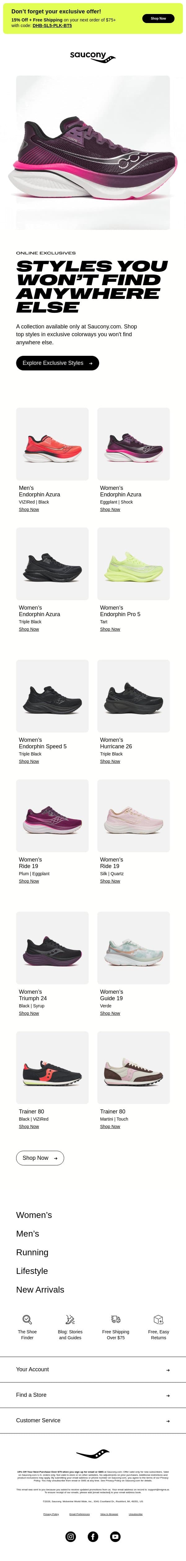 For Those in the Know email from Saucony screenshot