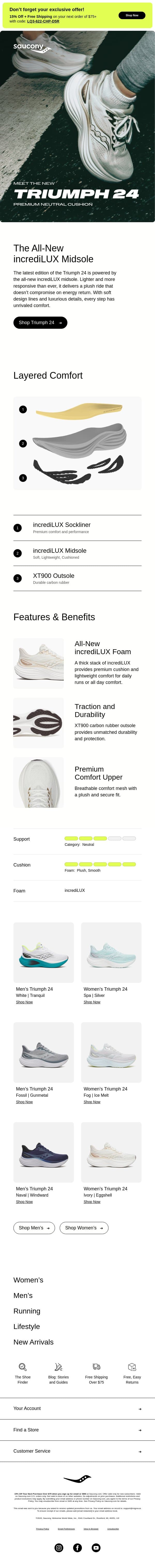 A next‑level upgrade for our premier neutral trainer email from Saucony screenshot