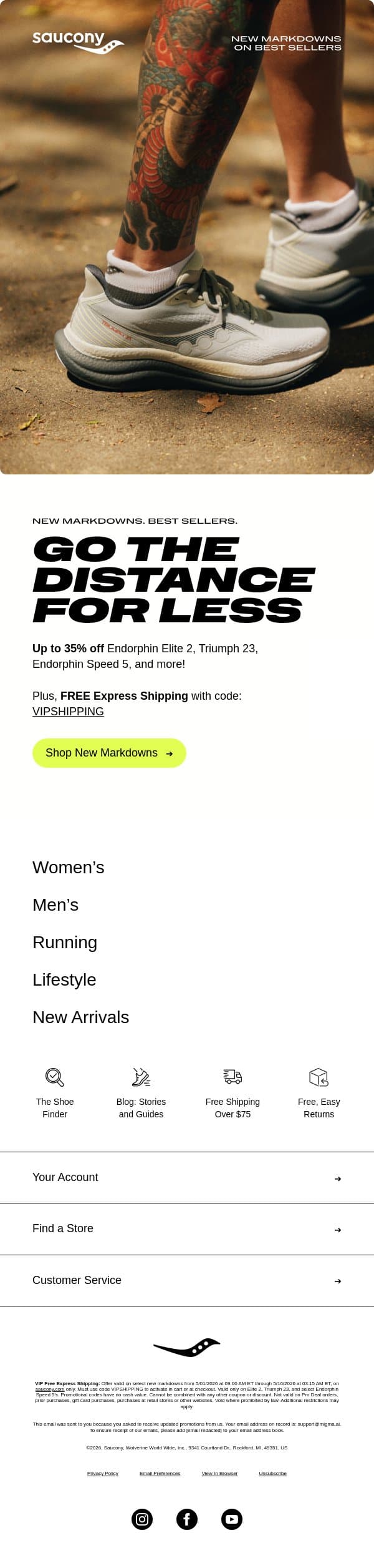 First Time Ever: Endorphin Elite 2 + Triumph 23 on Sale email from Saucony screenshot