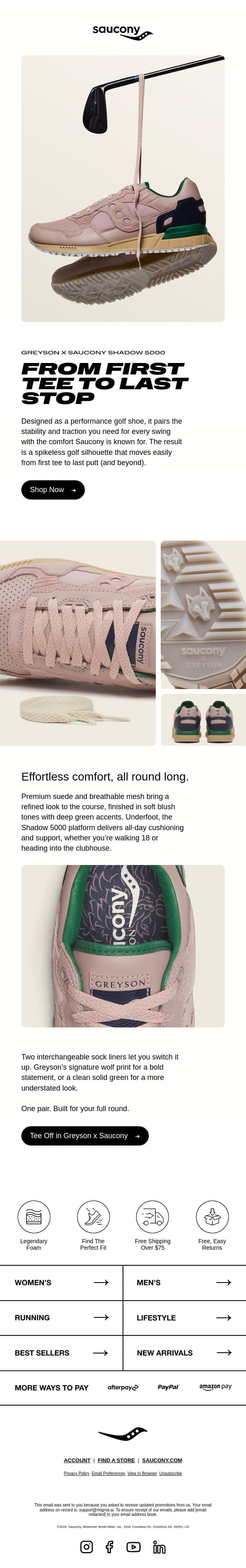 NEW: Greyson x Saucony Shadow 5000 email from Saucony screenshot