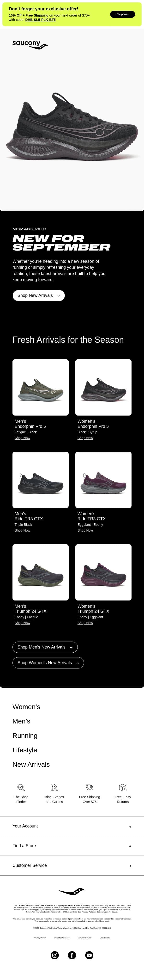Have You Seen What's New? email from Saucony screenshot