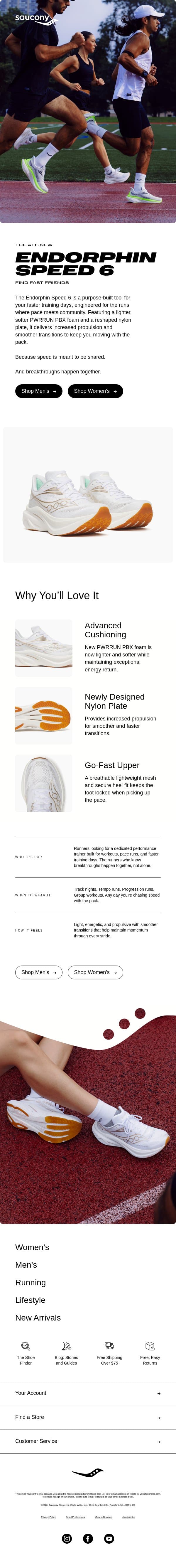 The All-New Endorphin Speed 6 is Here email from Saucony screenshot