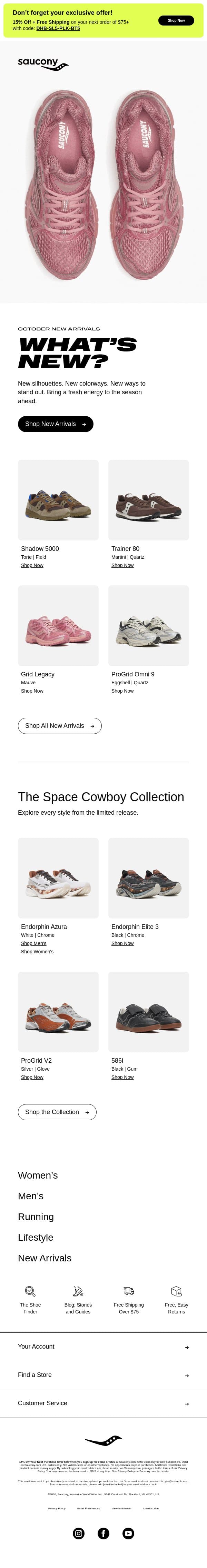 New In October email from Saucony screenshot
