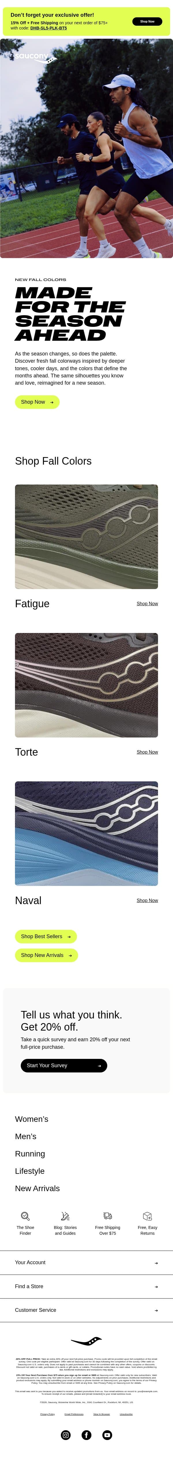 The Season, In Color email from Saucony screenshot